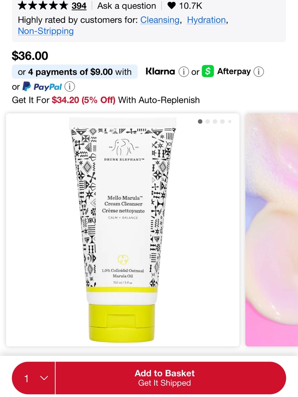 Drunk Elephant Mello Marula™ Cream Cleanser — White & Yellow